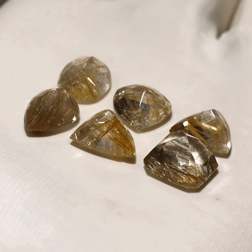 Venas doradas ~ Lote de 6 piedras preciosas corte facetado de cuarzo rutilado natural de 11 mm-14 mm - Imagen 11 de 14