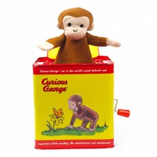 Curious George Monkey Jack in the Box Metal Music Tin Plays Pop Goes The Weasel