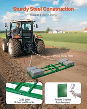 6 ft Heavy Duty Tow Behind Drag Harrow - Perfect for Driveway Grading, Soil Leve