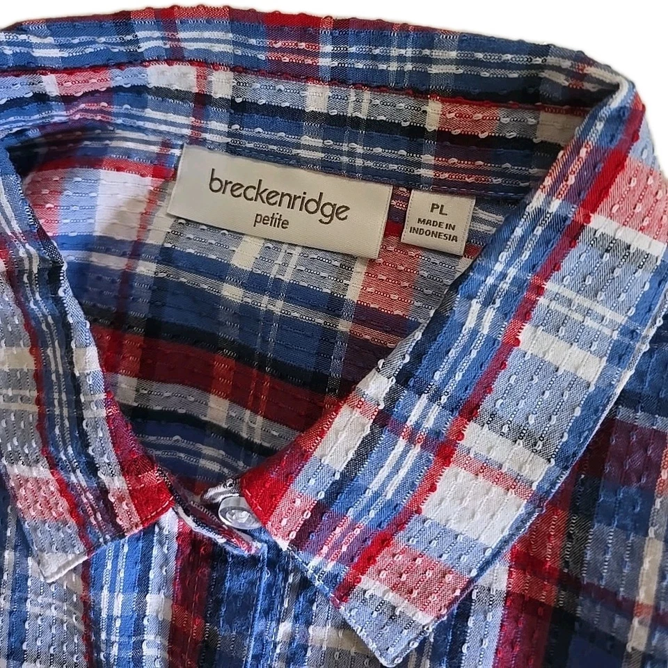 Top Breckenridge a Cuadros Manga Corta Abotonada, Talla Pl, Nuevo Con Etiqueta, Org $58.00 Foto 4 de 4