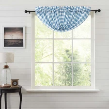 VHC Brands Annie Buffalo Blue Check Balloon Valance 15x60