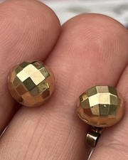 Antique Victorian 9 Ct Gold Facet Cut Stud Earrings VGC No Dents