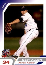 2012 Akron Aeros Grandstand #2 Cody Allen Orlando Florida FL Baseball Card
