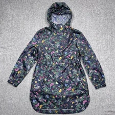 Joules Raincoat Jacket Butterfly AOP Light Packable Pockets Navy Women Size 5