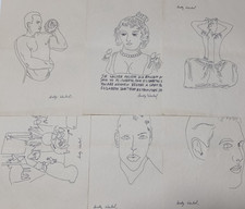 Andy Warhol lotto di 6 carte (fatte a mano) firmate e timbrate tecnica mista.