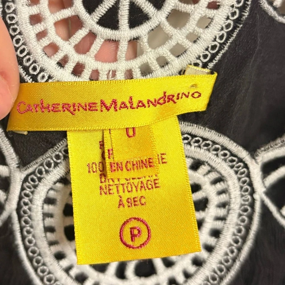 VTG RARE Y2K Catherine Malandrino 100% silk Empire Waist Appliqué Dress 60s mod - Image 4 of 4