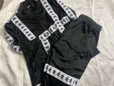 Kappa Black White Tracksuit Jacket and Pants Size X Large