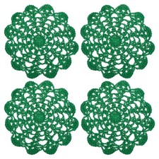 4Pcs Crocheted Cotton Doilies, 5.5" Lace Doilies Lace Placemats, Green