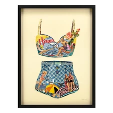 "Hawaii Beach Dimensional Collage Framed Graphic Art Under Glass Wall Art Rea...