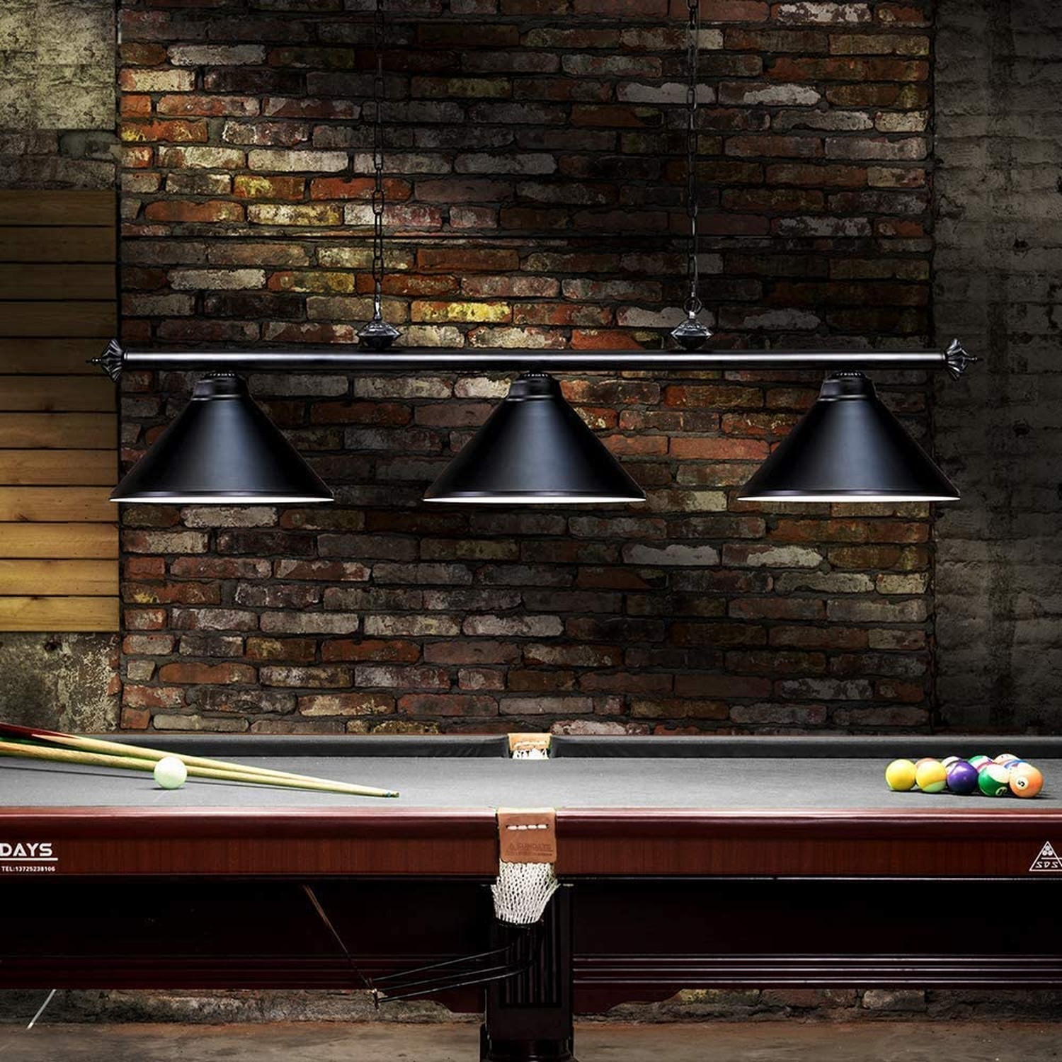 Wellmet 3 Light Pool Table Light, Vintage Retro Kitchen Island Pendant Light ...