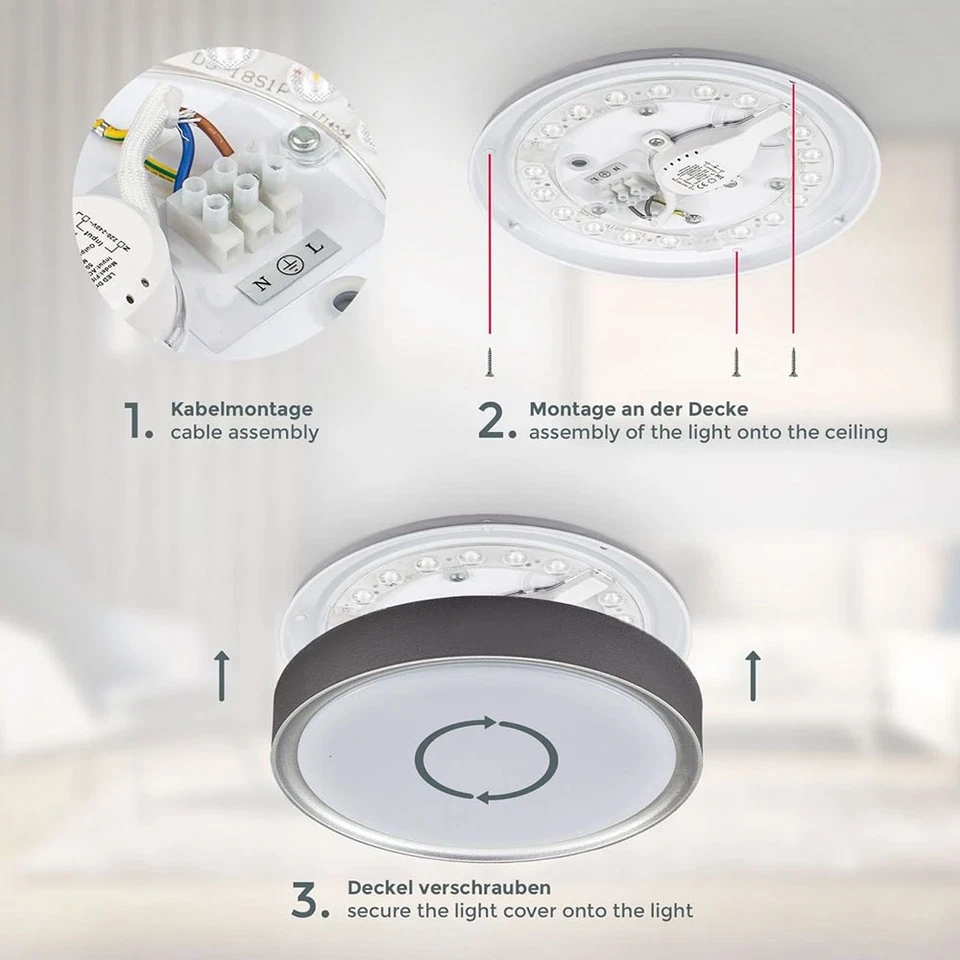 LED Plafoniera Applique Argento Tondo Ø25cm 12W 1200lm 4000K Soggiorno Corridoio - Immagine 4 di 4