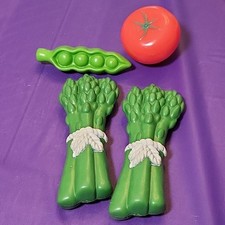 4 Pc Pretend Play Food Lot 2 Asparagus 1 Pea Pod 1 Tomato Vintage