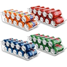 Utopia Kitchen Soda Can Organizer Refrigerator Pantry Drink Bins 4 Piece Purple