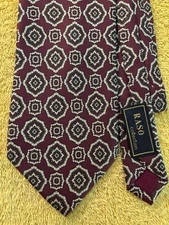 NWOT Altea Milano Burgundy Silk Foulard Print Tie 3.75x56 Made in Italy