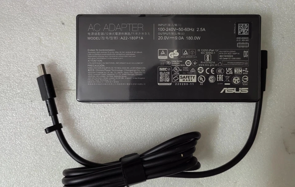 New Original OEM ASUS ROG Zephyrus G14 GA403UI-XS96 A22-180P1A 20V 9A AC Adapter - Image 2 of 4