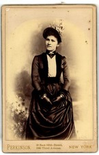 Cabinet Card Circa 1890s Perkinson Gorgeous Lady In Dress New York NY