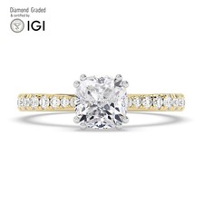 Cushion Diamond Engagement Ring 18k Yellow Gold Labgrown 2.30 Ct Solitaire