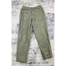 A New Day Olive Green Utility Patch Pocket Straight Leg Stretch Pants Women 4