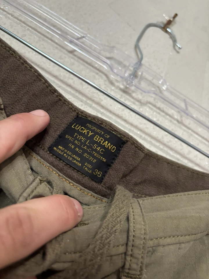 Pantalones Lucky Brand Hombres 36 Verde Carga L-54C Militar Ripstop Dibujo Cuerda Hh1 Foto 3 de 4