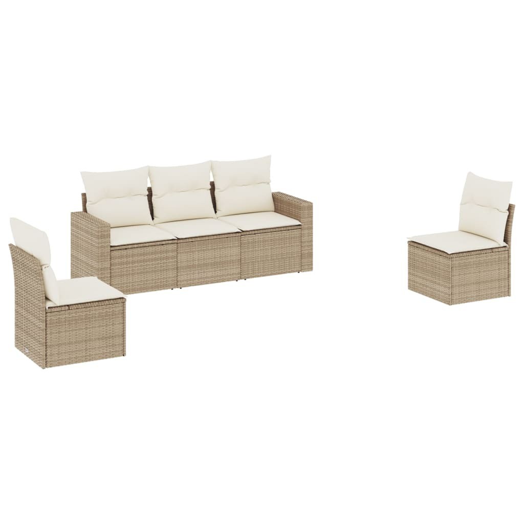 Garden Sofa Set Beige PE rattan, powder-coated steel Standard