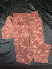 Gymshark Brown Camouflage Sports Bra  Leggings Set Athletic Outfit