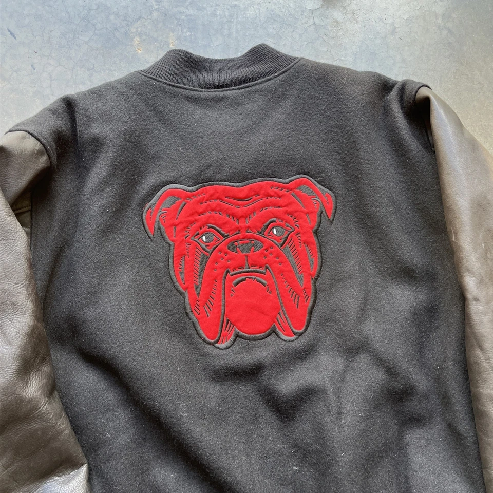 Vintage 90s Red Dog Beer Varsity Promo Leather Sleeve Embroidered Jacket Size XL - Image 2 of 4