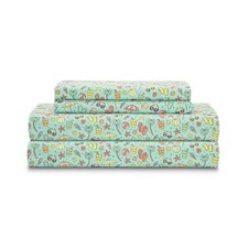 Coastal Summertime Fun Aqua Microfiber Beach Print Bed Sheet Set - Cal King NWT