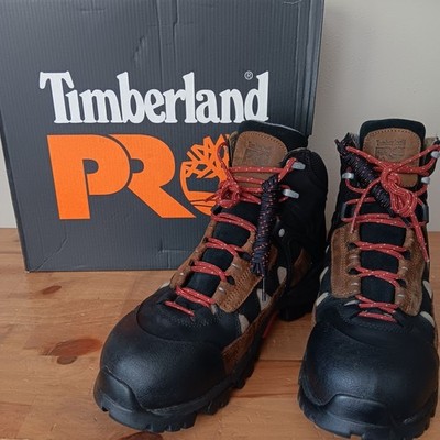 Timberland PRO Hyperion Work Boots Men 12 Black Brown Excellent Alloy Toe 190646