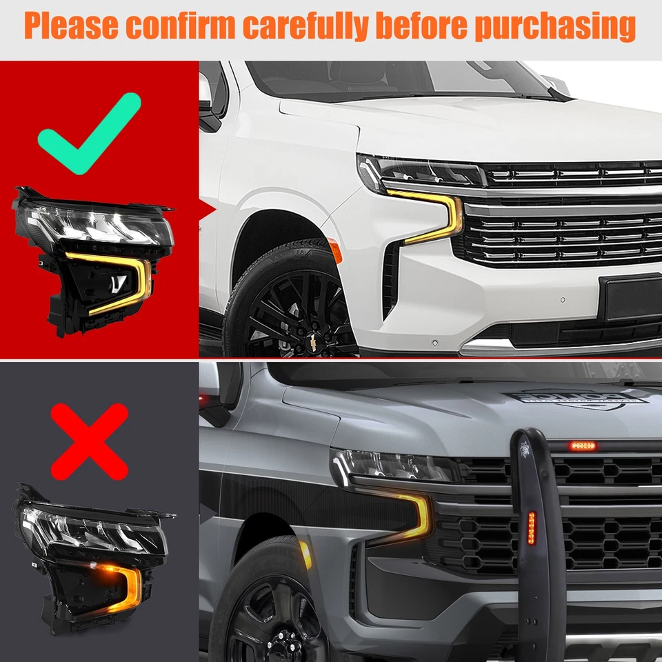 For 2021-2023 Chevy Tahoe Suburban Full LED Headlight Headlamp Passenger Right Foto 3 de 4