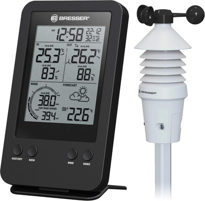 Bresser Wetterstation Funk Mit Außensensor 3-In-1 Profi Windmesser Mit Anzeige F