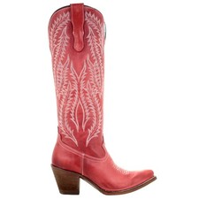 Corral Boots Rioja Red Embroidered Snip Toe Pull On Cowboy Womens Red Casual Bo