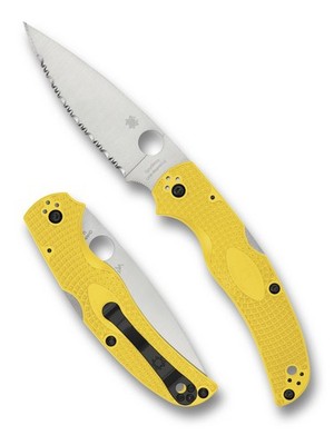 Spyderco Native Chief Salt Knife CPM MagnaCut Serrated Blade Yellow FRN C244SYL