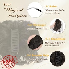 Feshfen Claw Clip Ponytail Extension, Champagne Blonde Synthetic Hair Piece