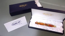 Vtg Conklin NOZAC Tangerine Lava Swirl Gold Trim Ballpoint Pen in Box Looks New