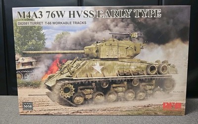 RyeField RM5058 1/35 US M4A3 76W HVSS Sherman D82081 w/ Movable T-66 Tracks