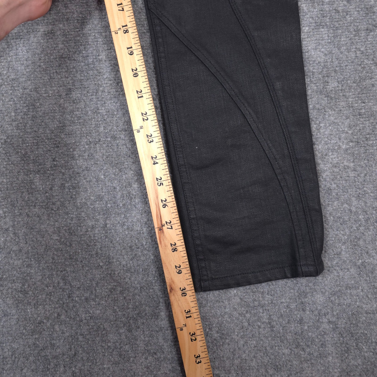 HUGO Boss Pants 32x30* Black Moto Biker Wax Coated Jeans Japanese Denim READ thumbnail 12