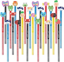 24 Pieces Pencils with Erasers, Fun Wooden Pencils Set for Kids Party Bag Cla...