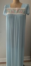 Vintage Blue Nylon Long Nightgown Sears L 38-40 Made In USA