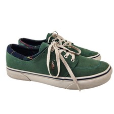 Polo Ralph Lauren Mens 10.5 Faxon X Green Canvas Plaid Lined Sneakers Shoes