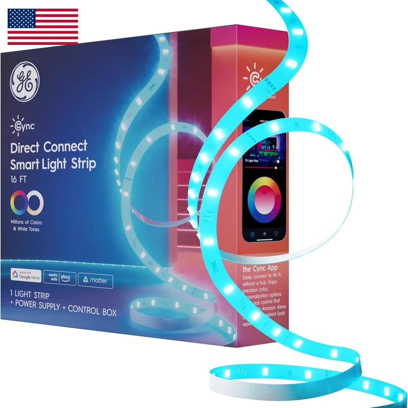 Ge Cync Smart Led Strip Light Color Changing Room Decor Led Light Strip Works