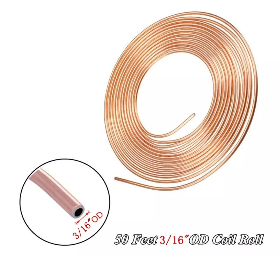 50 Ft. Roll Of 3/16” Tube Kit Copper-Coat Brake Line Tubing 32 Fittings (2 Sets) - Image 2 of 4