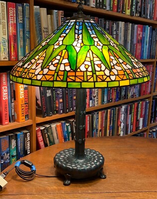 Antique Tiffany Studios Reproduction Arrowroot Leaded glass lamp