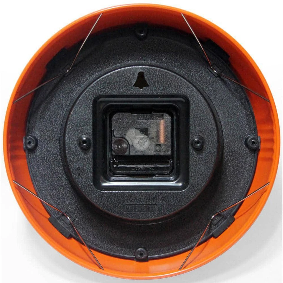 Infinity Instruments 9.5 in Orange Retro Round Metal Wall Clock Silent Quartz - Image 4 of 4