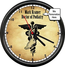 Personalized Name Podiatrist Foot Doctor Physician Office Feet  Wall Sign Clock 