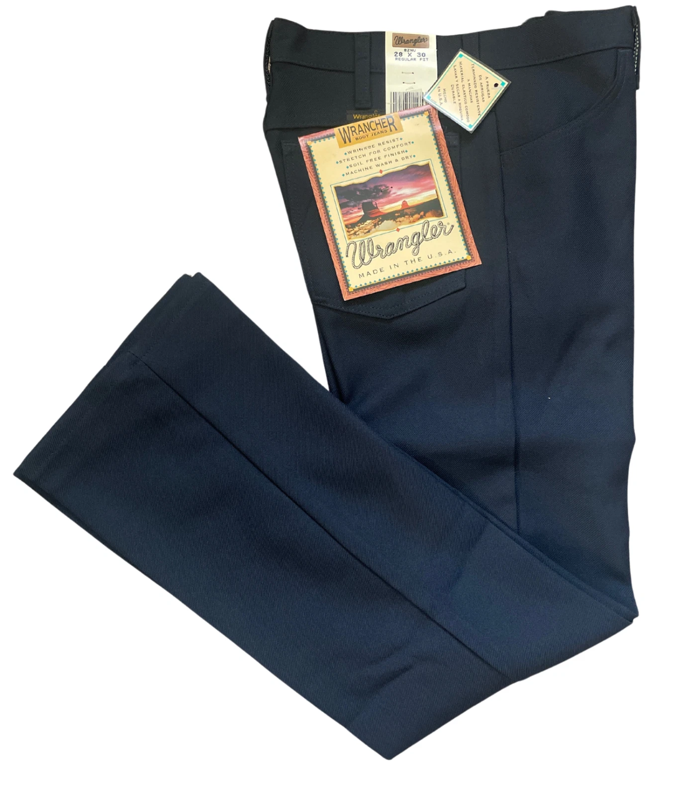 NWT Men's Wrangler® Wrancher Navy 82NV Polyester Dress Pants Multi Size