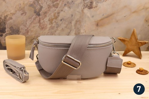 Bauchtasche Damen Leder, Damen Leder Gürteltasche Khaki, Cross Strap Ledertasche - Bild 9 von 53