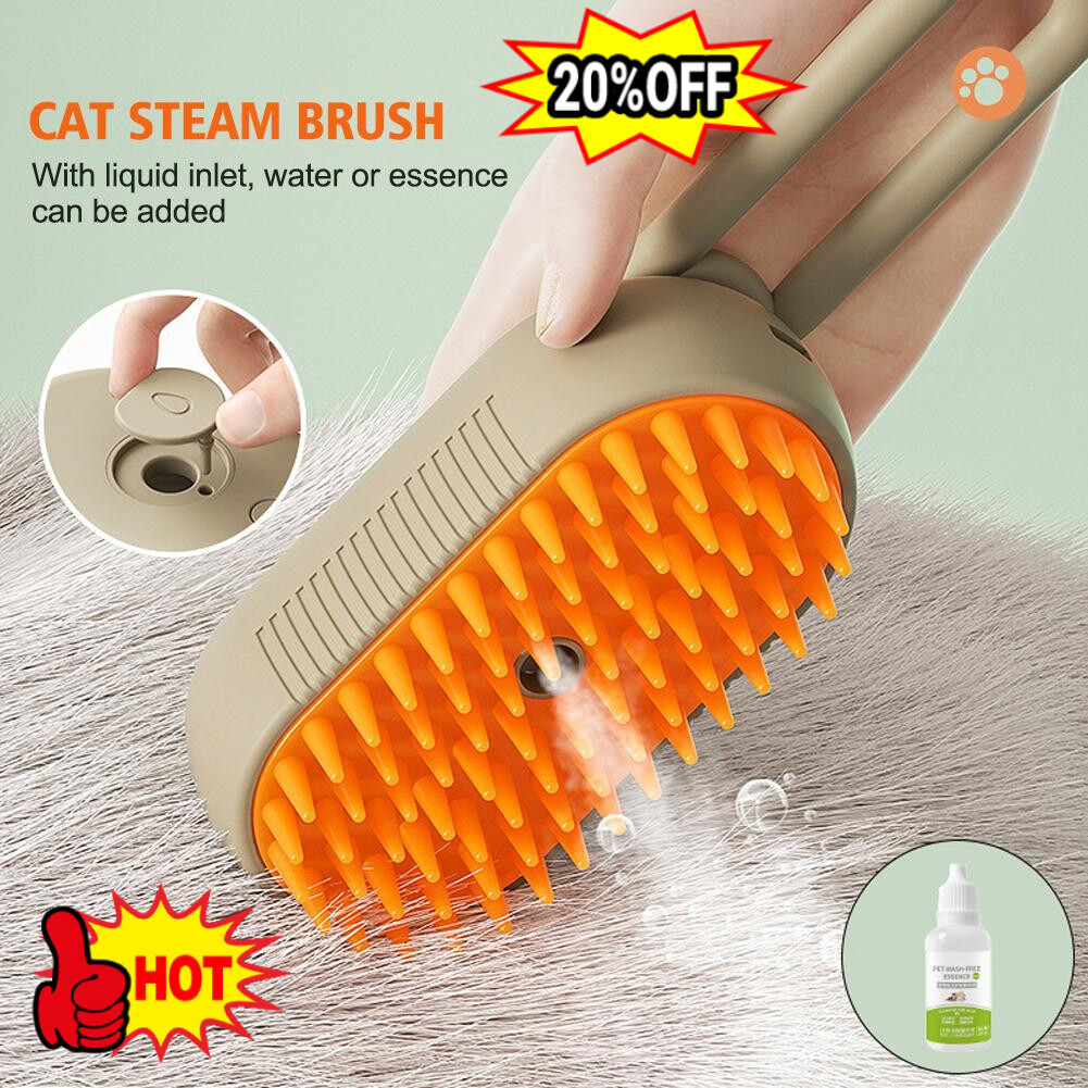 Cat Steam Brush,Steamy Cat Brush with LeaveOn Essence,Cat Steamy Brush