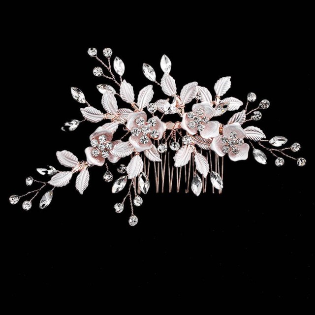 Rose Gold Crystal Hair Comb Wedding Hair Accessories Handmade
