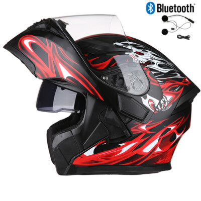 DOT Flip UP Motorcycle Helmet Bluetooth Full Face Crash Motorbike Modular Helmet