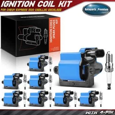 8x Blue Square Ignition Coil & 8x Iridium Spark Plug Kit for Chevy Silverado GMC